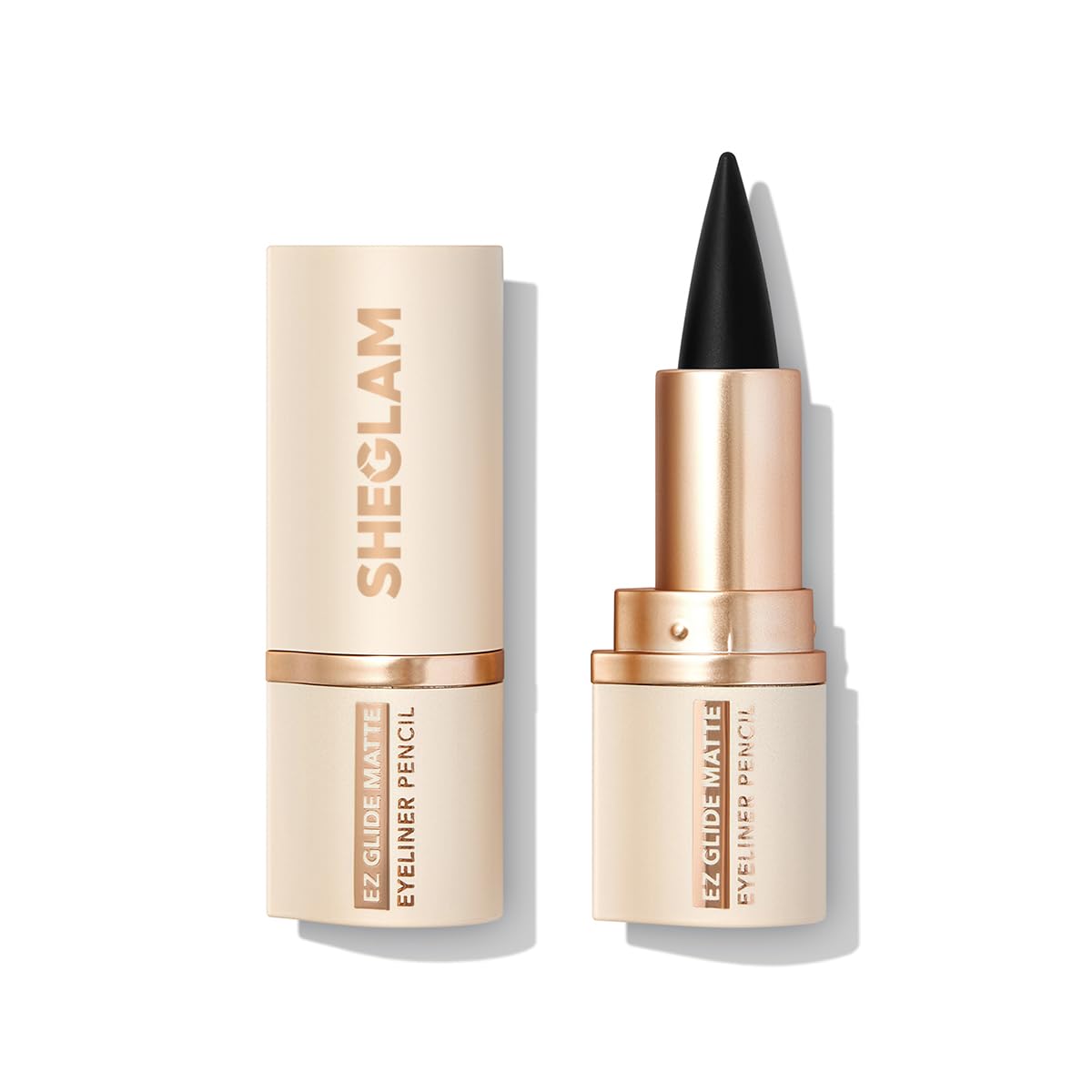 SHEGLAM Ez Glide Matte Eyeliner Pencil delivers pigmented black for precise lines and bold looks.