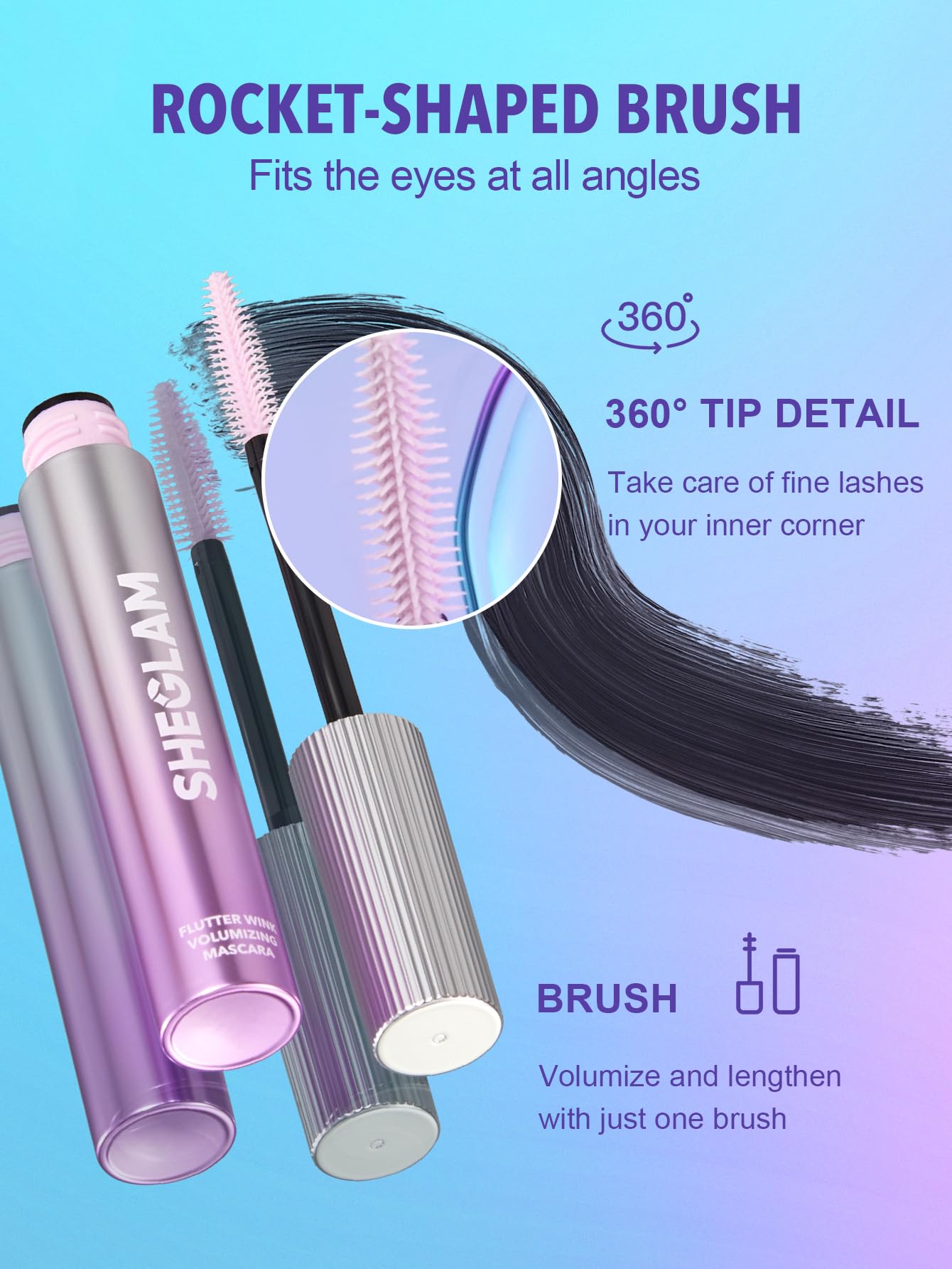 SHEGLAM Flutter Wink, detalle de punta 360 grados para rincones