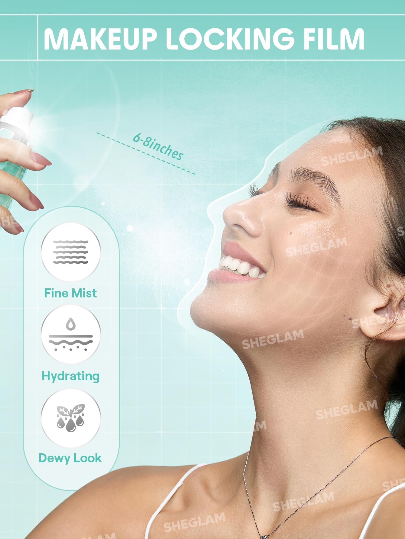 SHEGLAM Good Grip mist demonstrates easy, even primer application before foundation