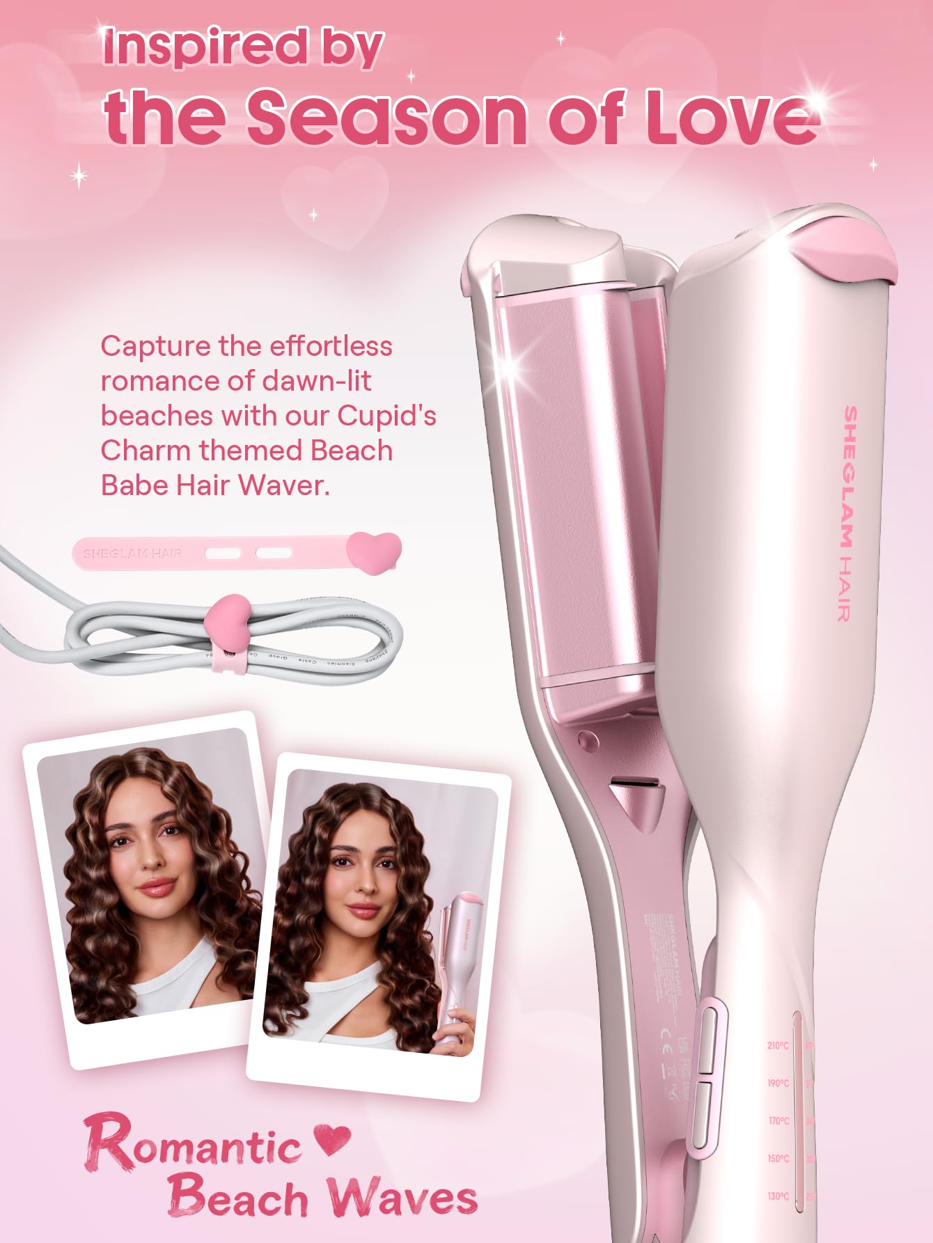SHEGLAM heart hair clip included to secure hair during styling.