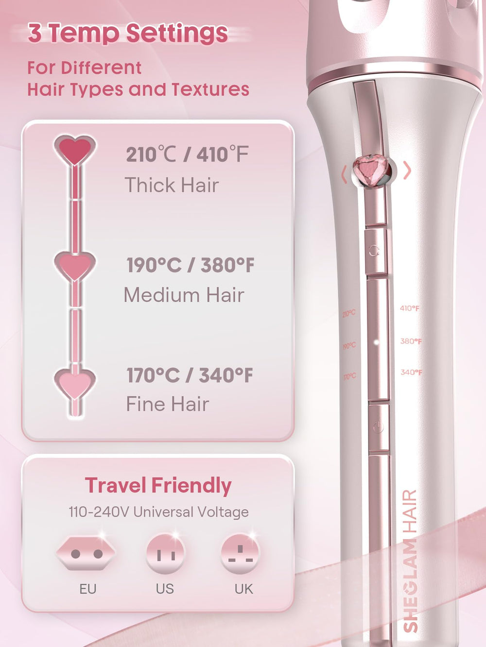 SHEGLAM heart-pattern cord strap keeps styling area tidy