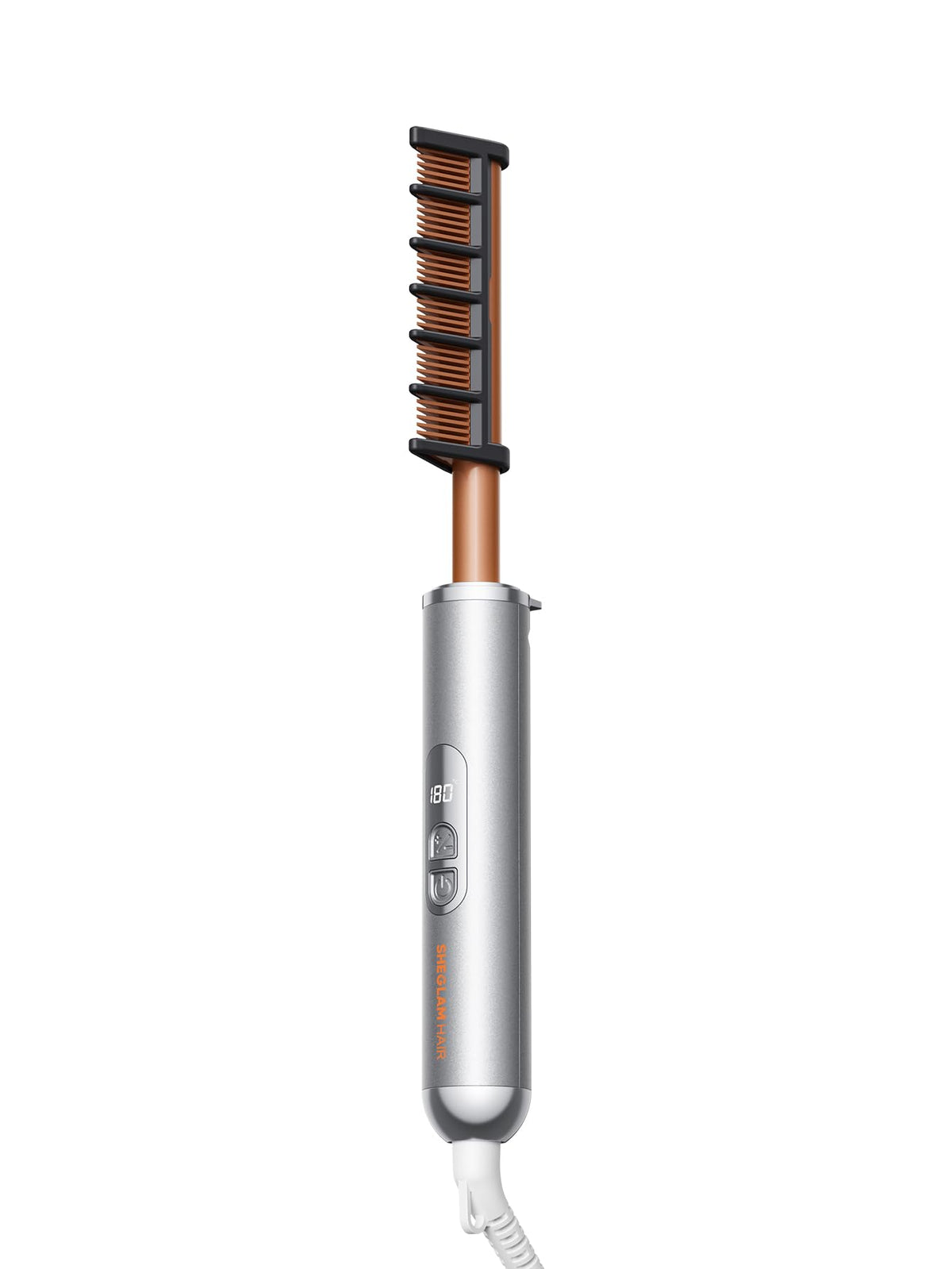 SHEGLAM hot comb straightener brush handle close-up for easy styling