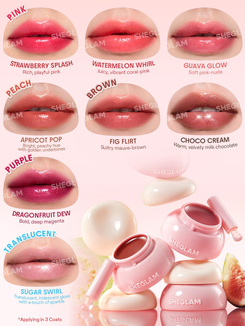 SHEGLAM Hydra Jelly Pocket Lip Jam daylight shot revealing glossy hydration