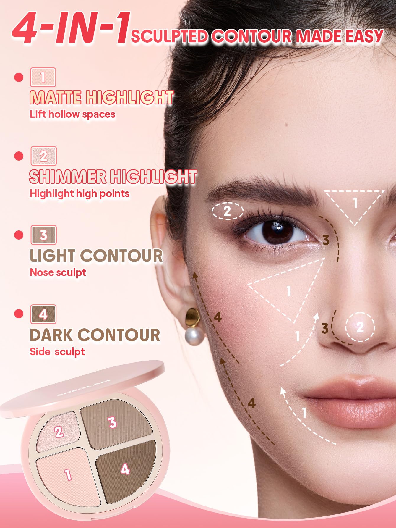SHEGLAM Hypersculpt contorno mate define rasgos con precisión.