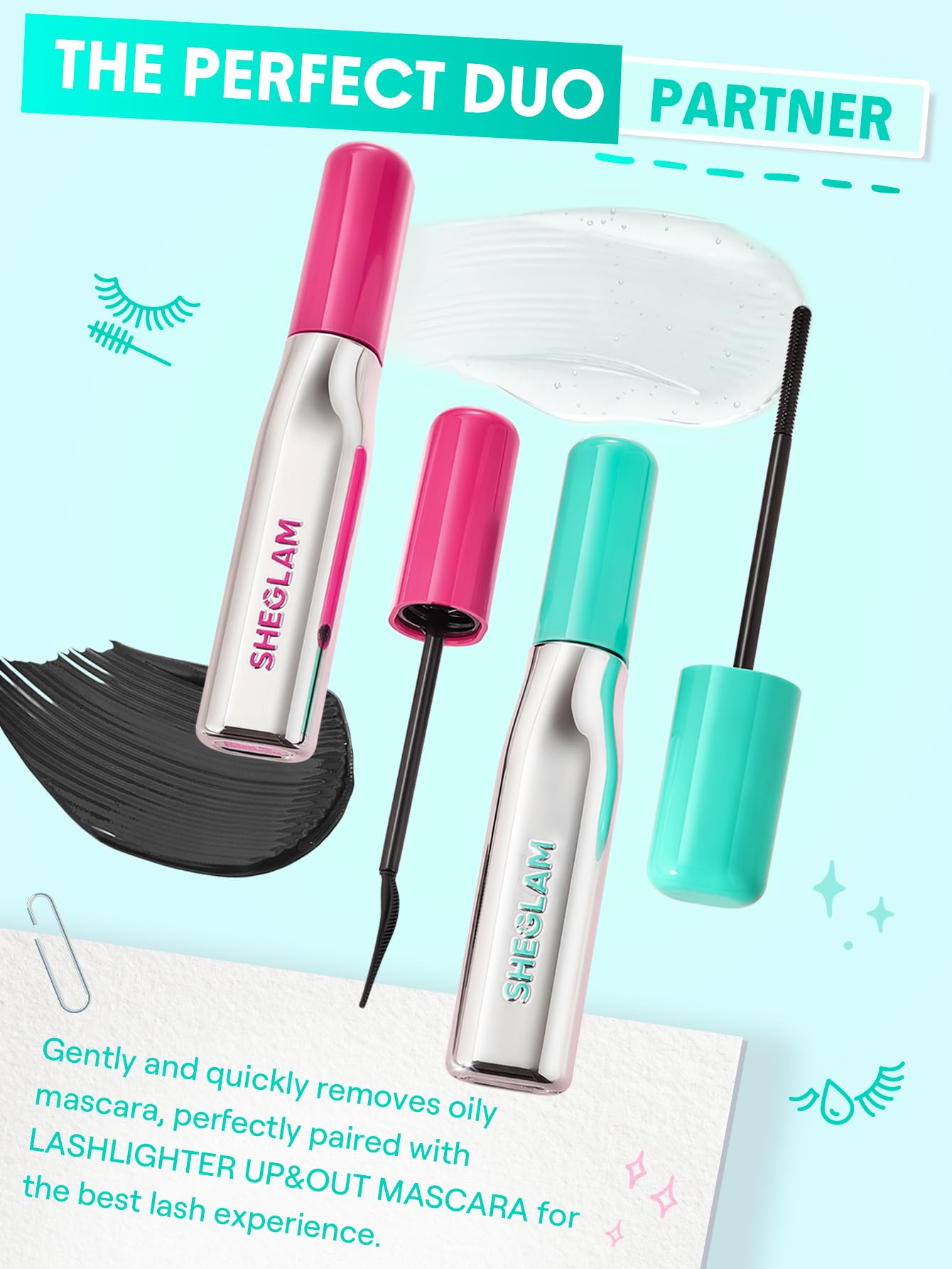 SHEGLAM retira rímel resistente al agua sin frotar.