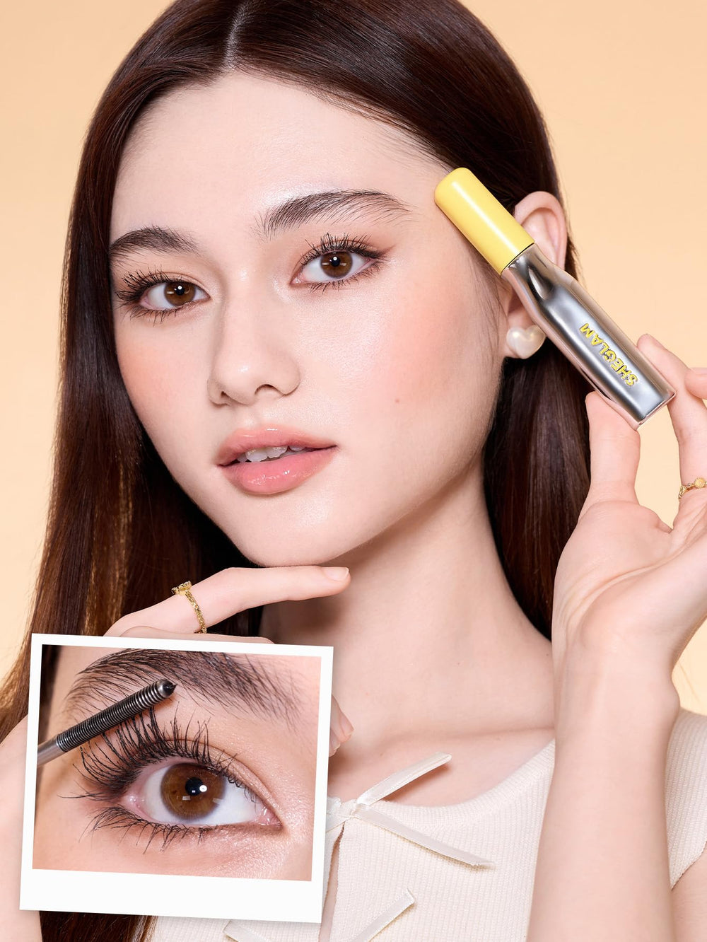 SHEGLAM Lashlighter Iron Curl Mascara lift-locking formula sets curls quickly.