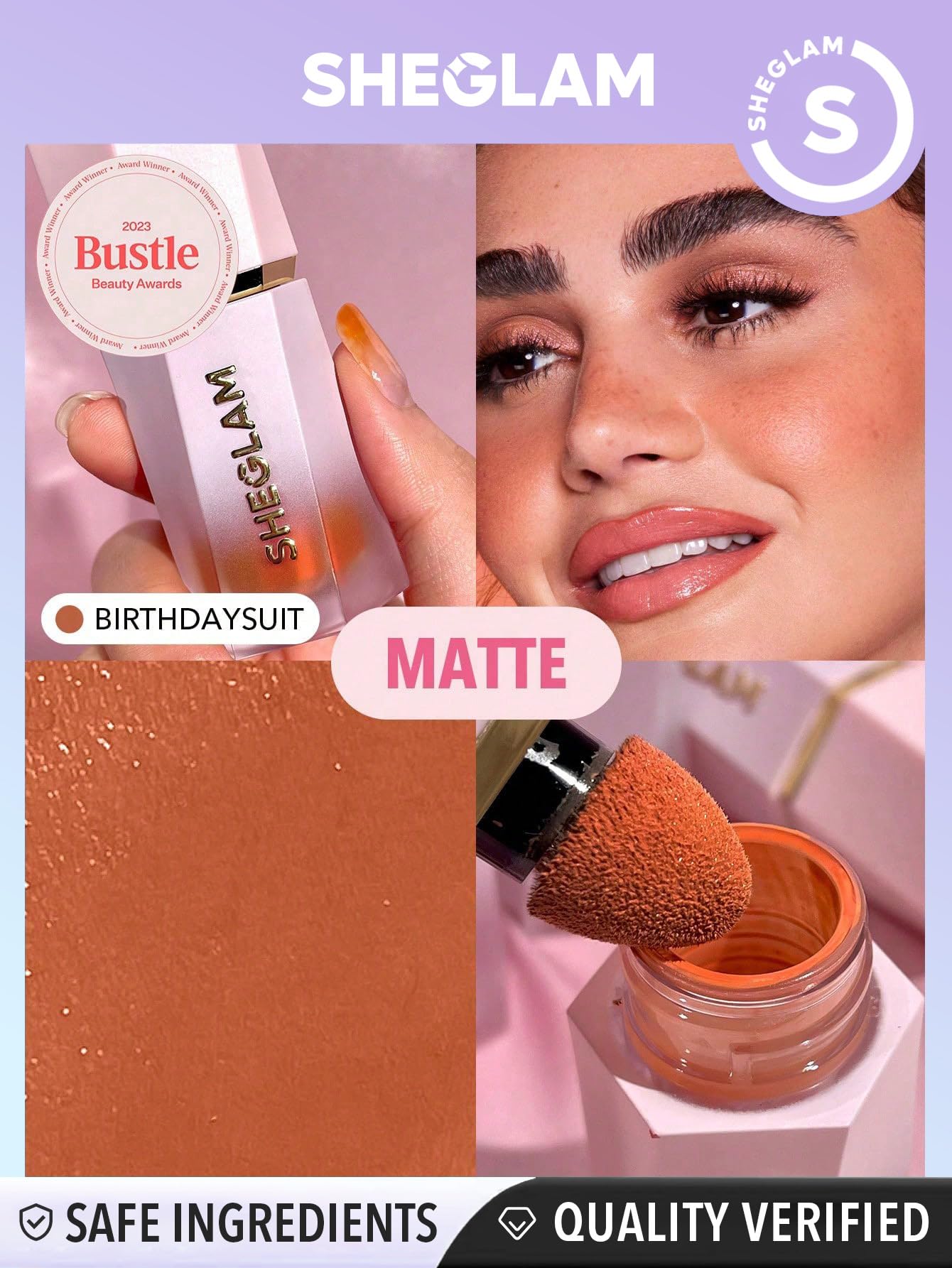 Daily routine shot with SHEGLAM Birthday Suit blush on the cheeks