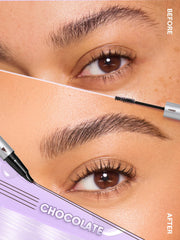 SHEGLAM locking gel with spoolie closeup demonstrating brow setting.