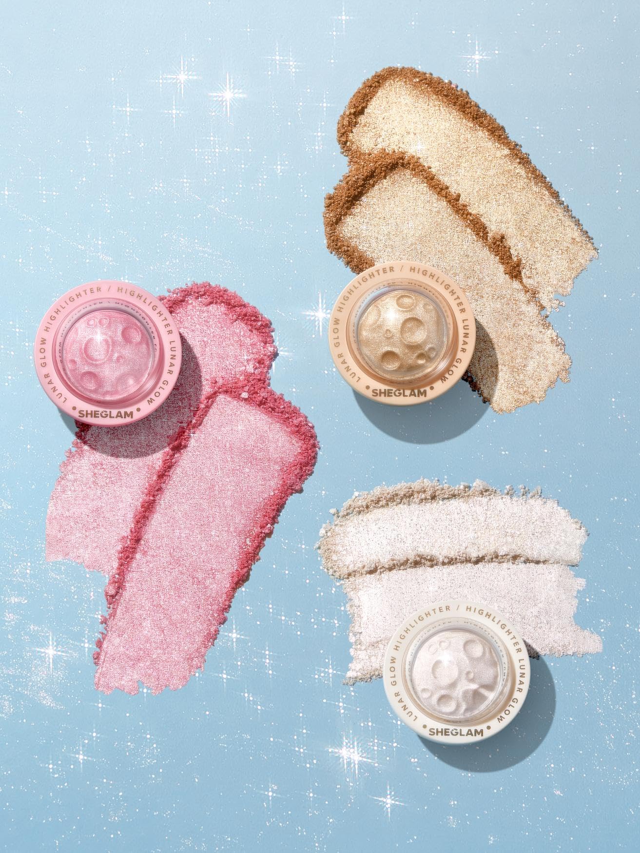 SHEGLAM Lunar Glow Highlighter four-shades option for personalized radiance