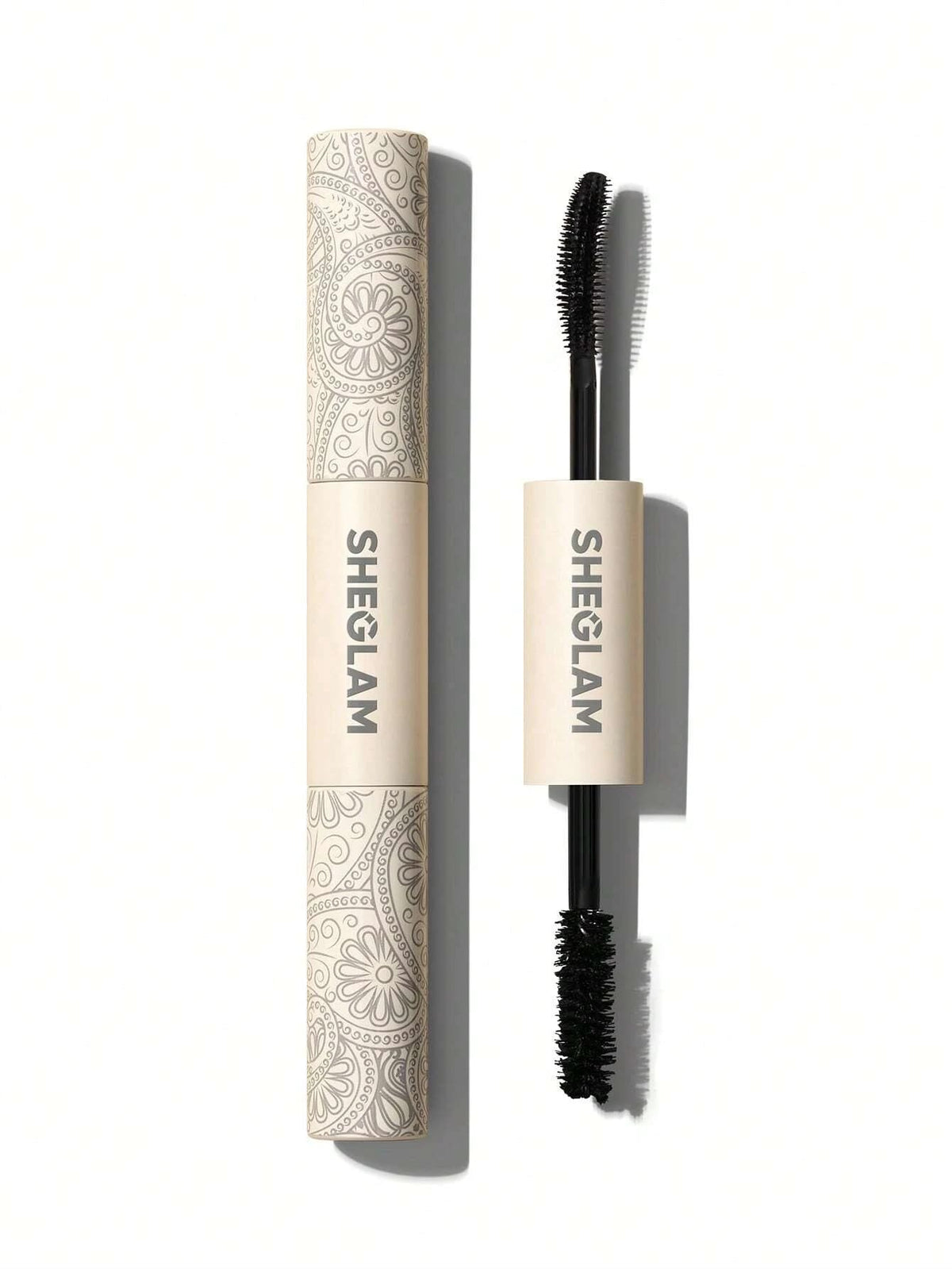 SHEGLAM máscara 2 en 1 con cepillo curvado para volumen y longitud.