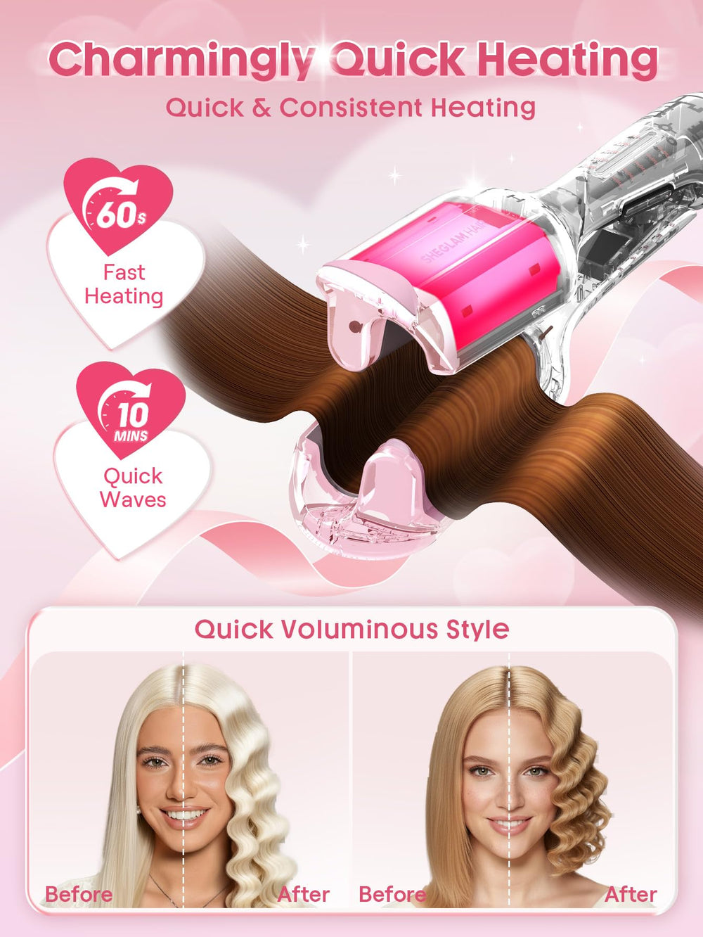 SHEGLAM tips for achieving mermaid waves on short hair with the waver.