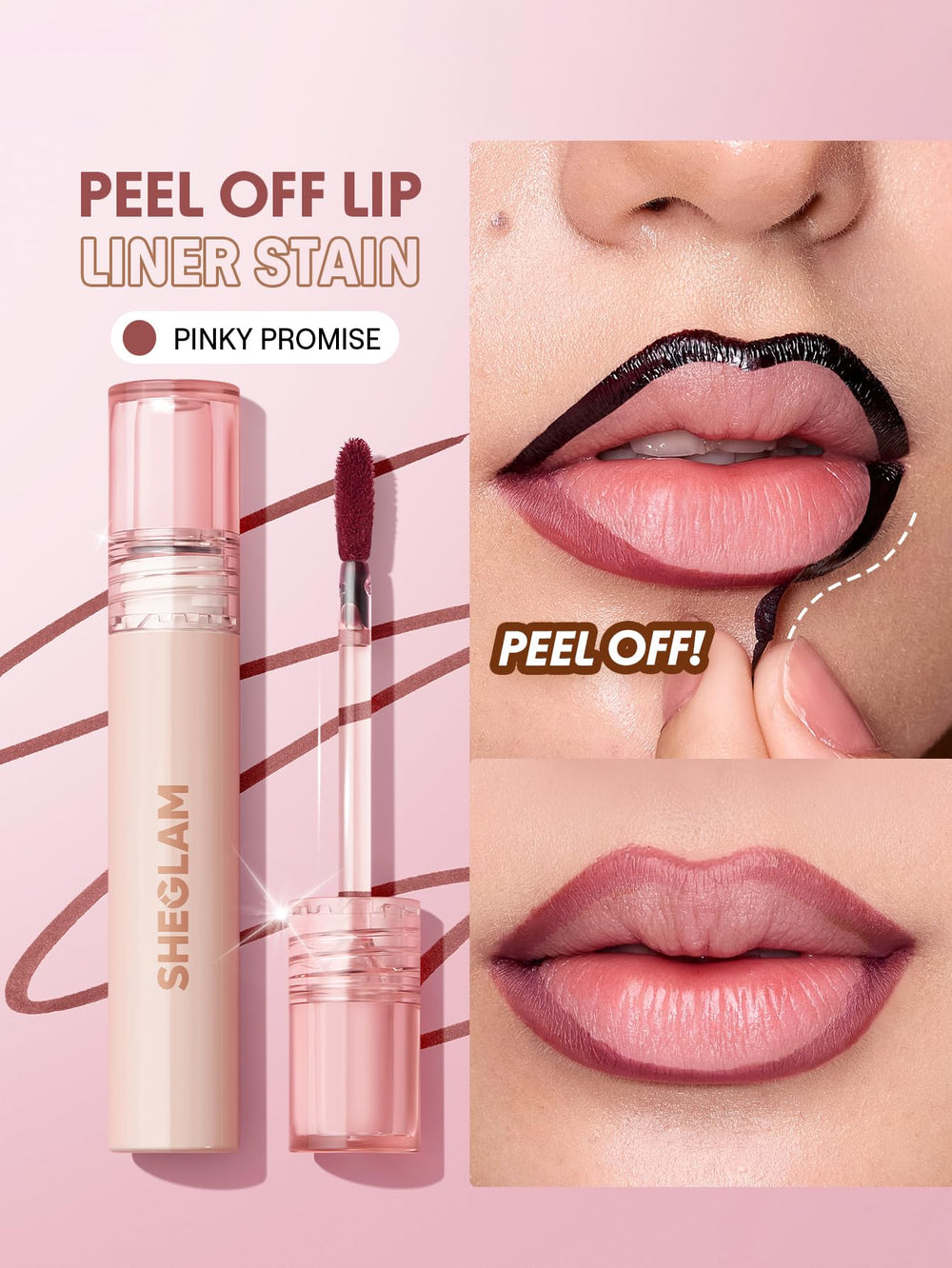 SHEGLAM Peel-Off Film creates a clean, long-wear lip color with minimal transfer.