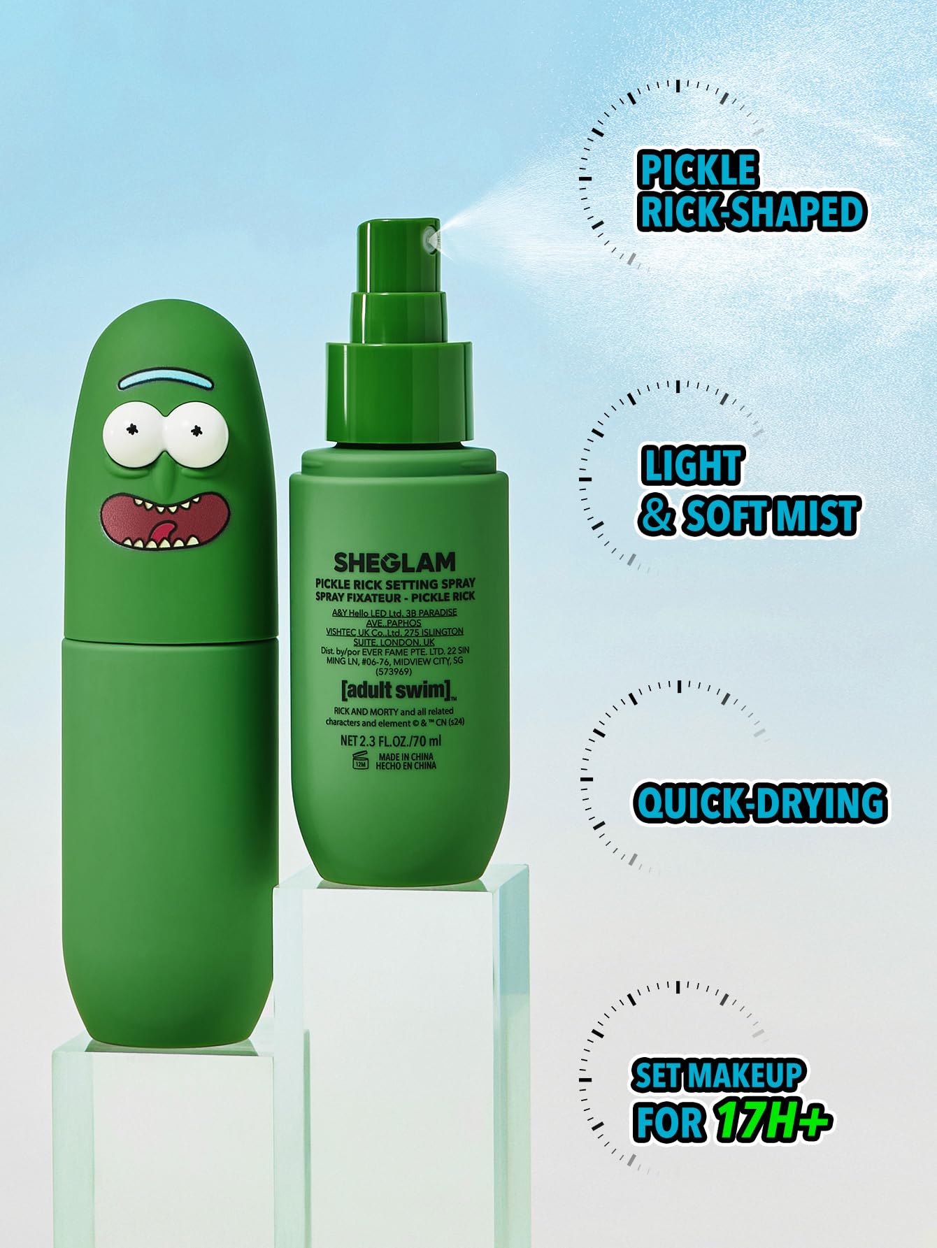 SHEGLAM Pickle Rick aplicación rápida para fijar maquillaje.