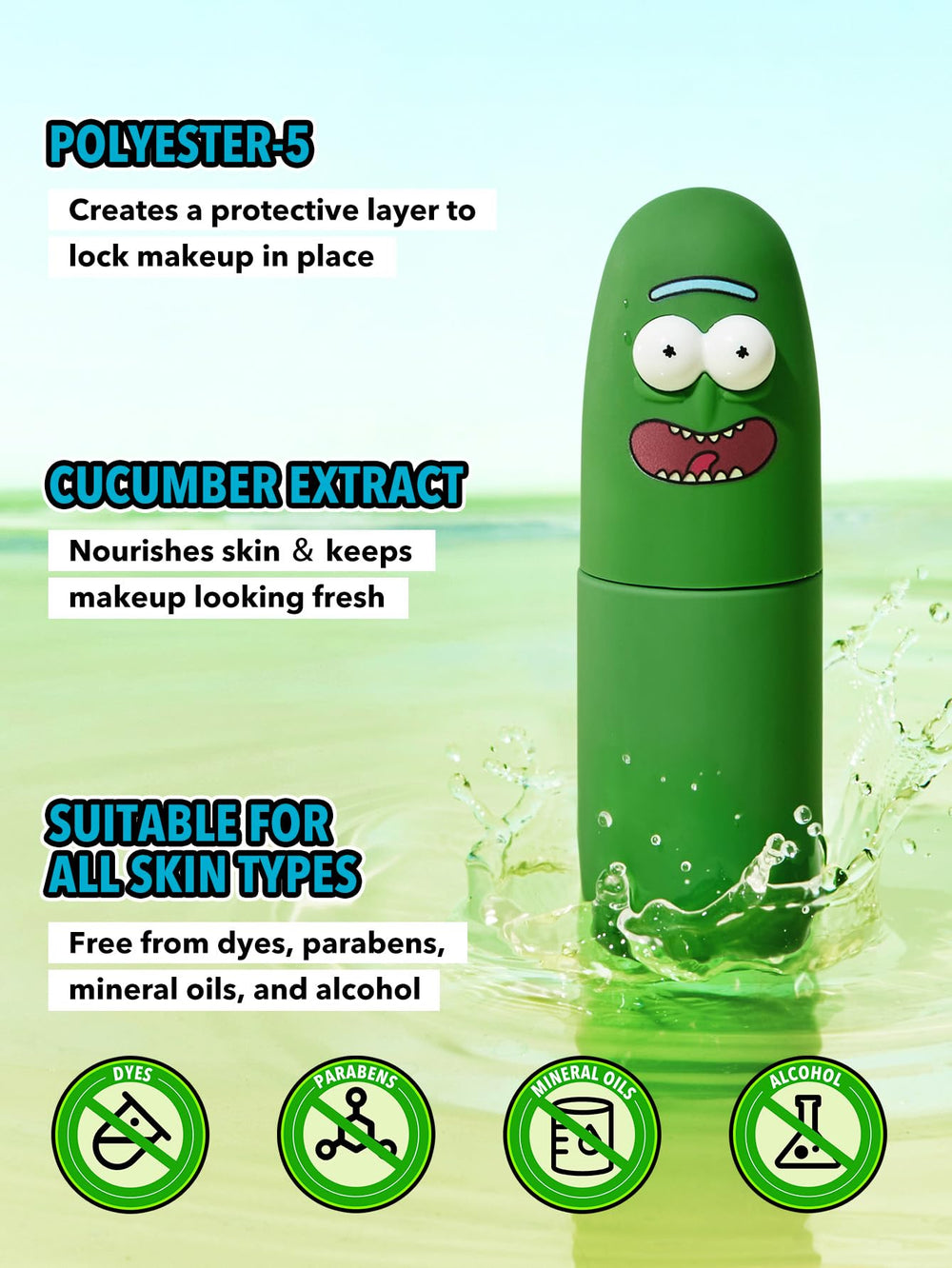 SHEGLAM Pickle Rick maquillaje fijado con efecto natural.
