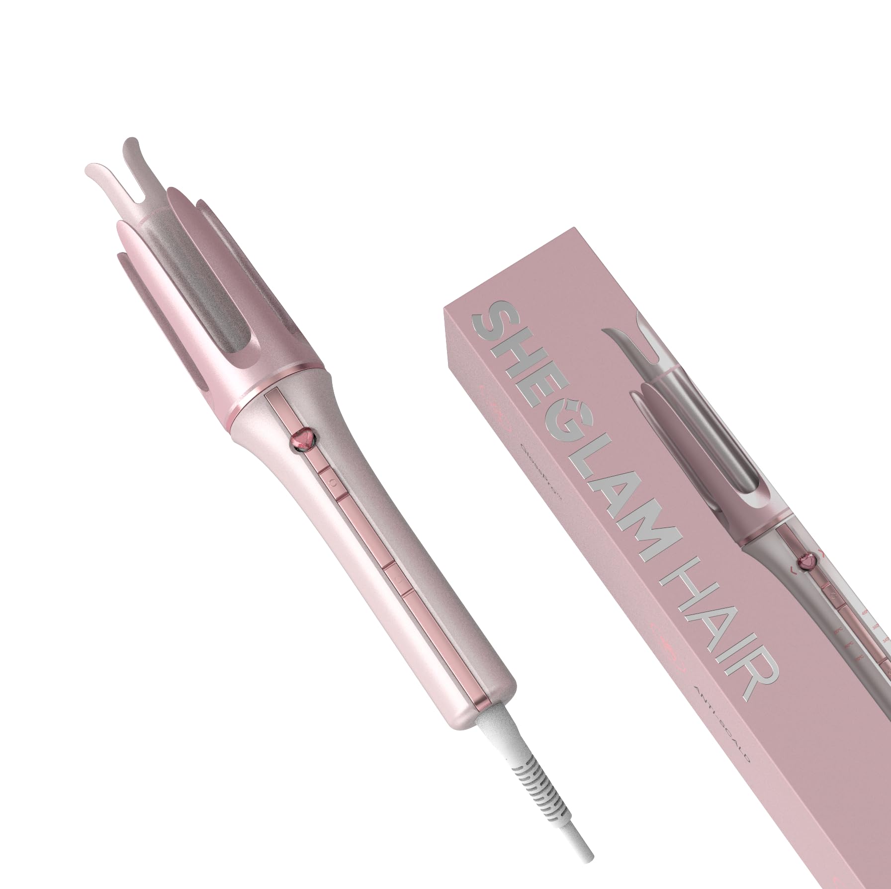 SHEGLAM pink curling iron 1 inch front view for smooth waves and easy styling