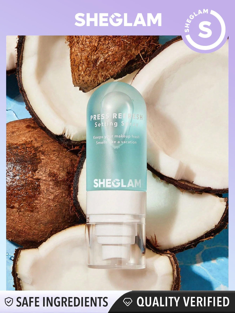 SHEGLAM Press Refresh: fragancia de coco para un aroma agradable durante el día.
