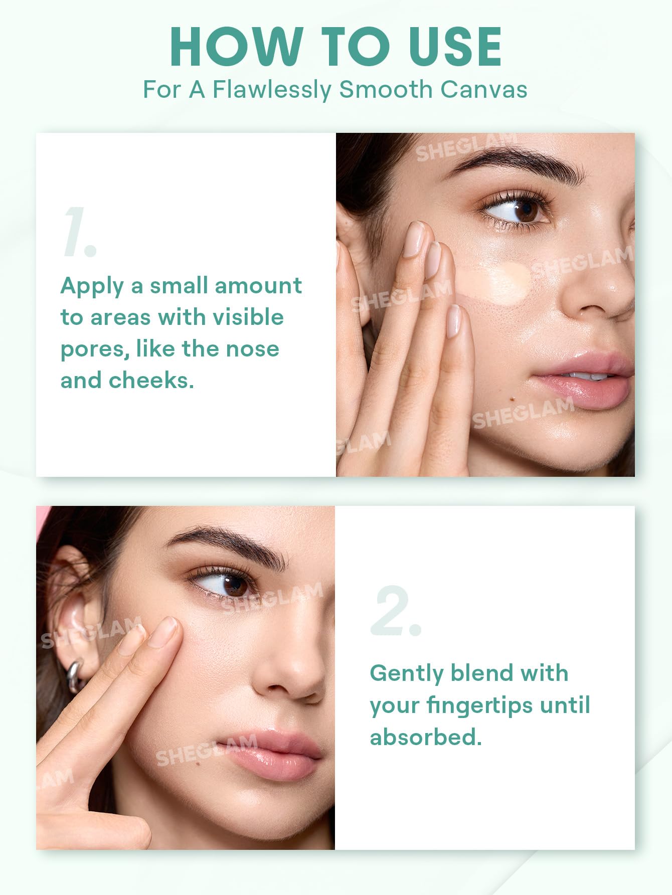 SHEGLAM Primer Poros: textura ligera lista para aplicar sin sensación grasa.