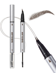 SHEGLAM Real Flow Brow Pen Chocolate closeup highlighting natural hair-like strokes.