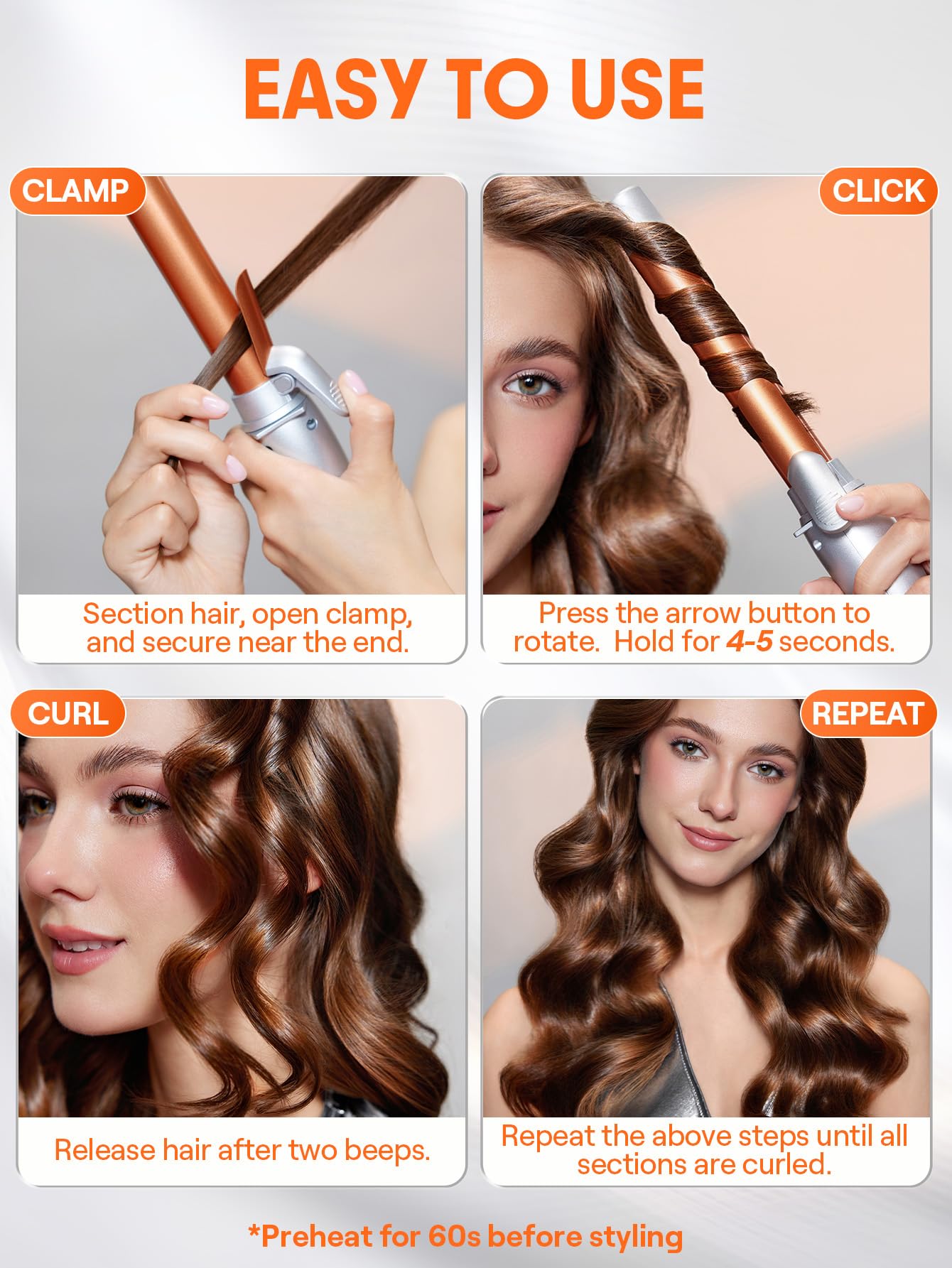 SHEGLAM in-use curling session delivering a quick 10-minute curl.