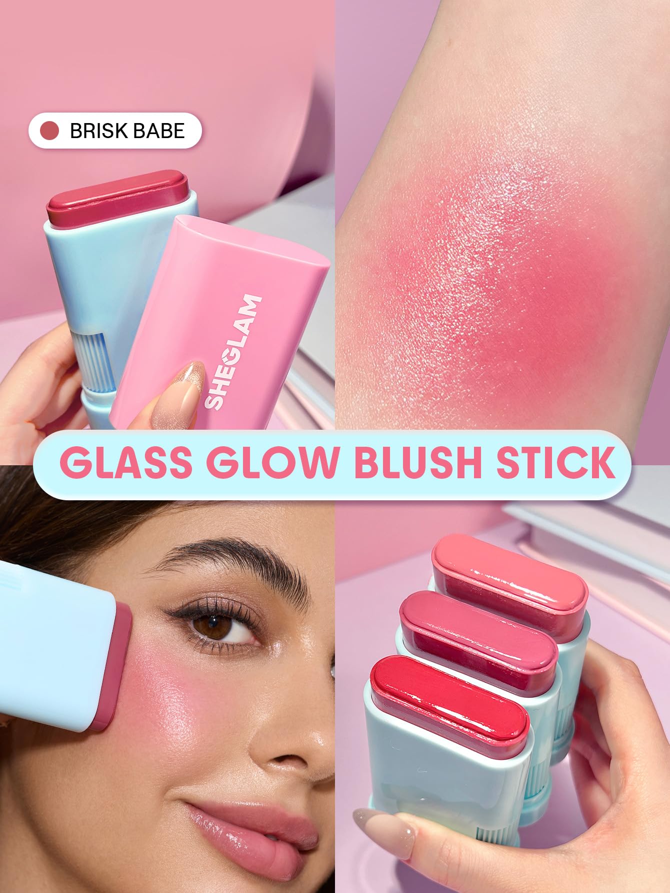 SHEGLAM Rubor en barra, textura cremosa para acabado suave