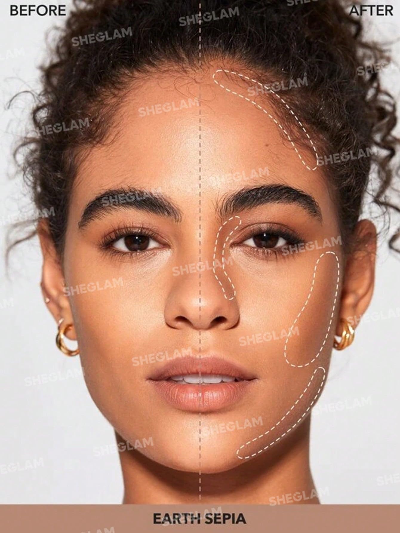 SHEGLAM Snatch 'n' Define contour swatch on cheek highlights natural warmth