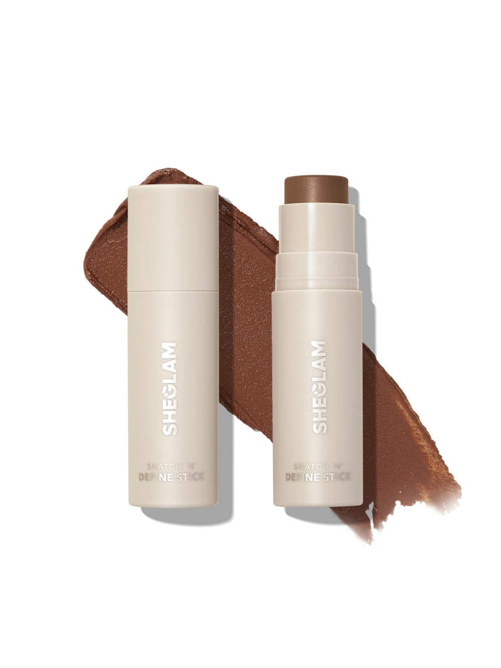 SHEGLAM Snatch 'n' Define stick application demonstrates creamy contour for precise placement.