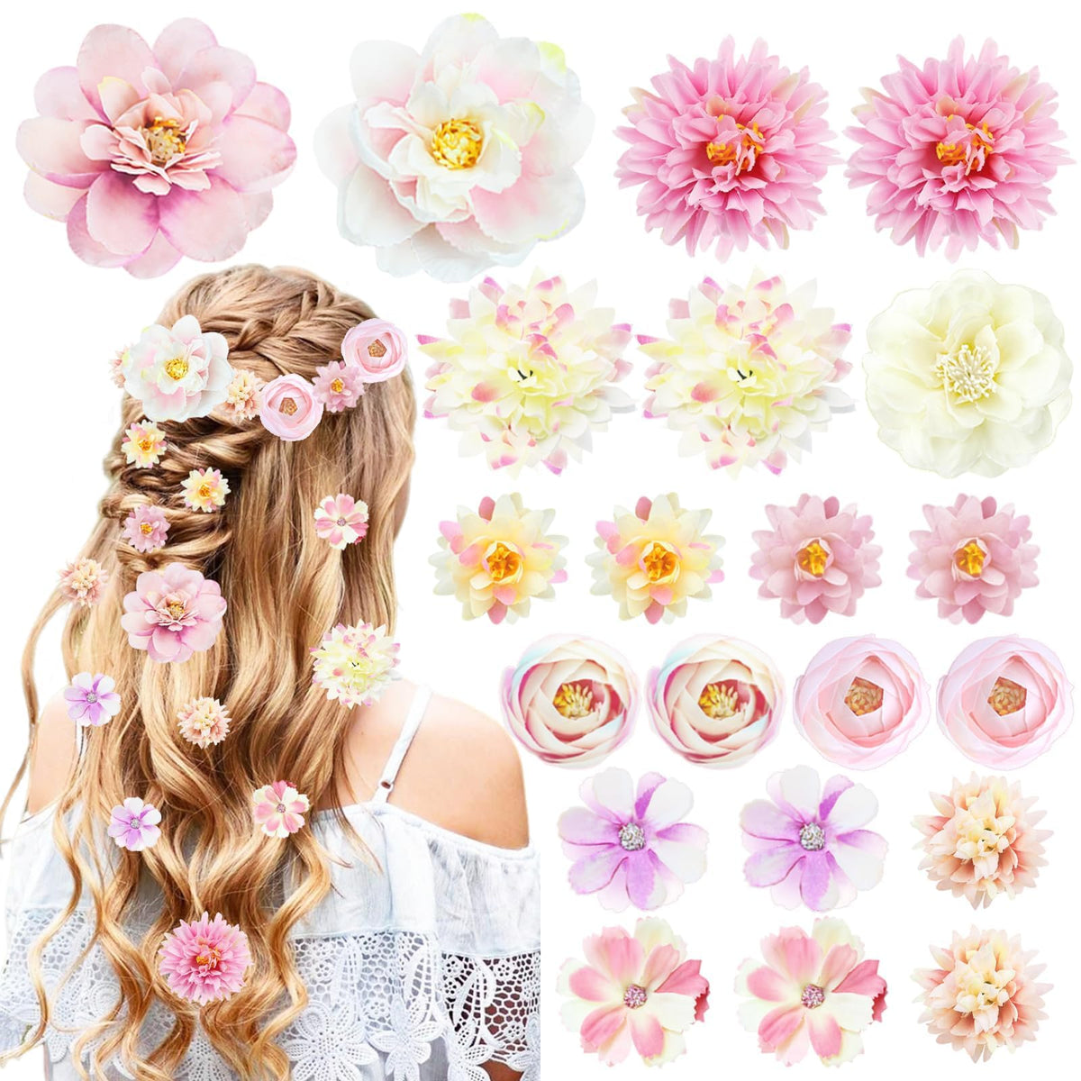 SHEHARUHI broches de flores rosas para realzar peinados diarios