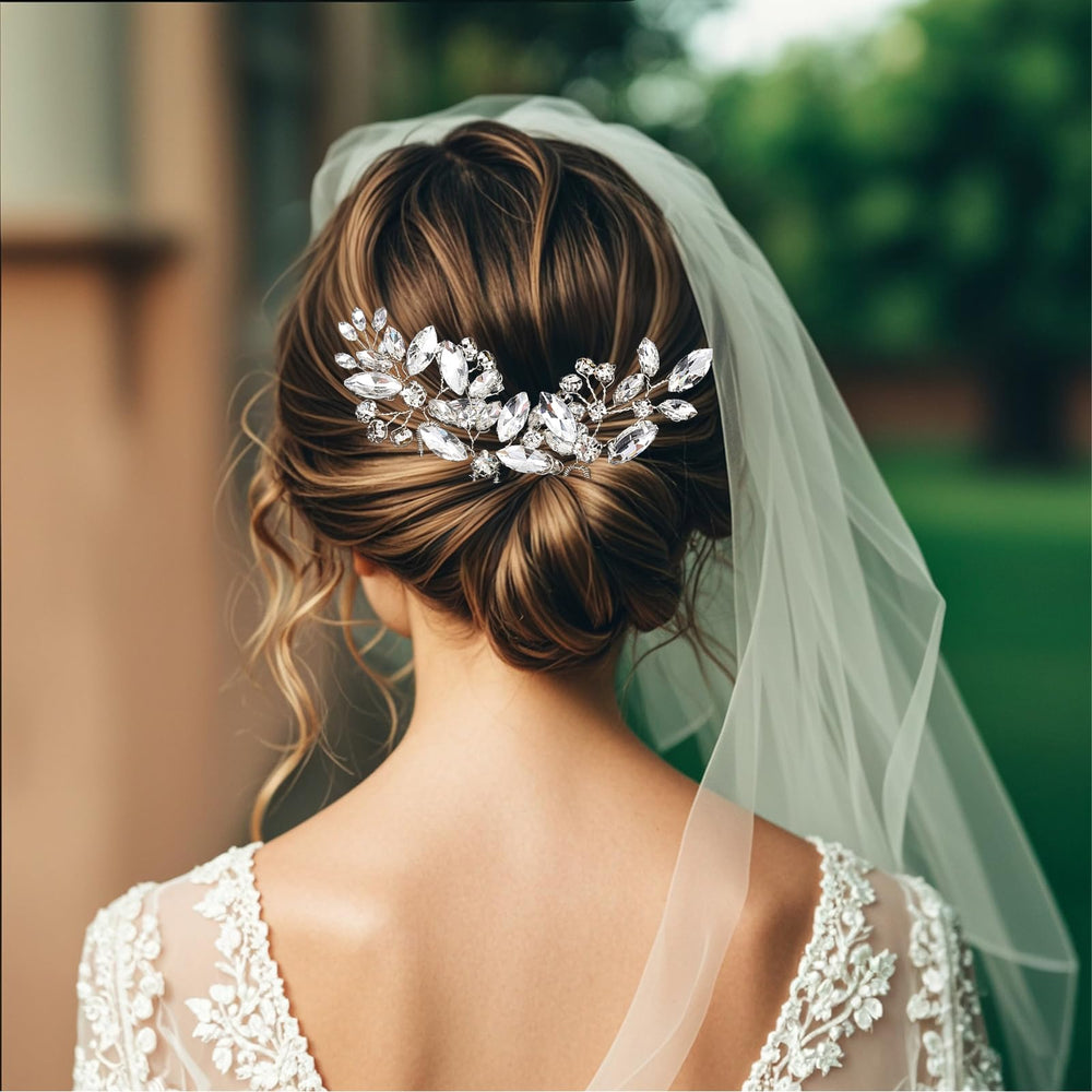 SHEHARUHI pin pelo perla cristal plata, detalle sutil para novia