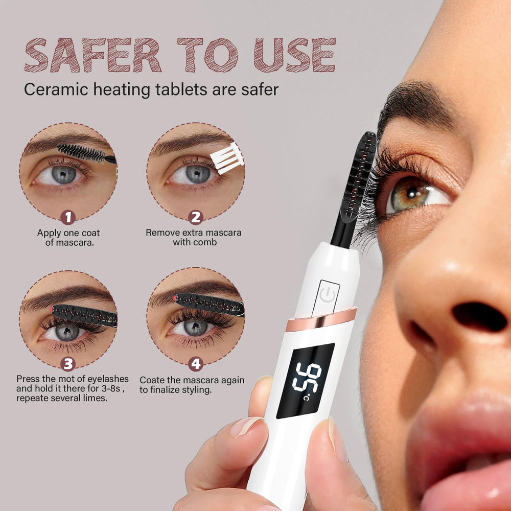 Thermochromic safety indicator on ShenlanBolt curler signaling ready temperature.