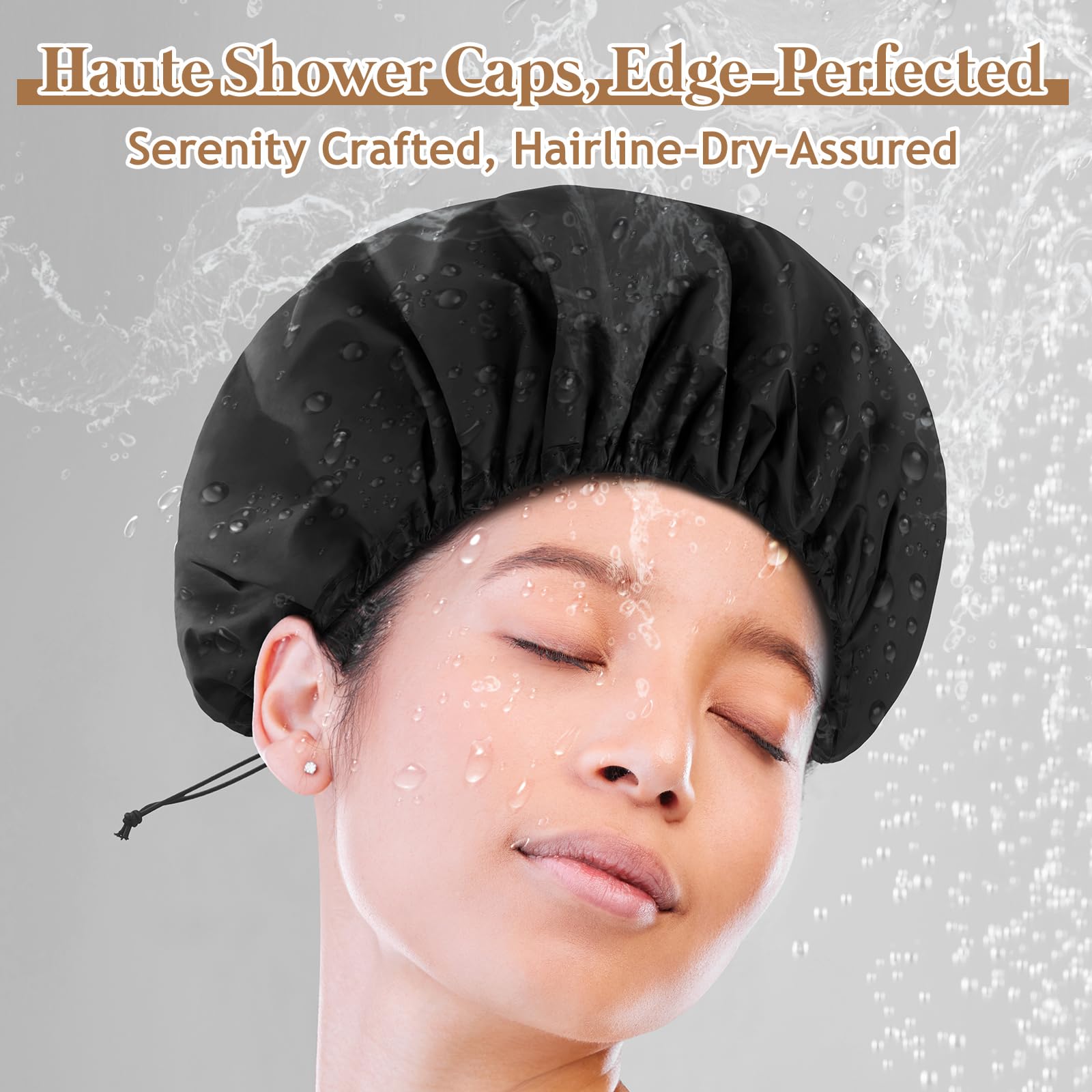 Gorro SHEOMERN con bordes sellados impermeables para evitar filtraciones durante la ducha.