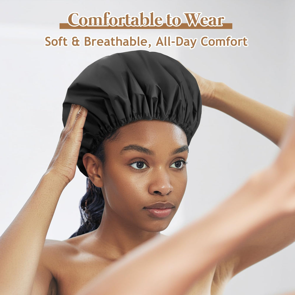 Gorro SHEOMERN recomendado para trenzas y locs durante el lavado.