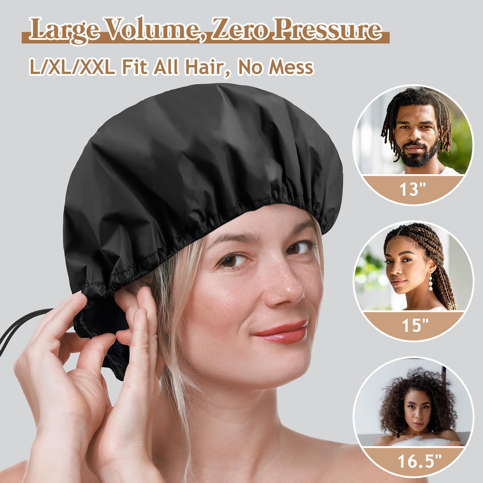 Gorro SHEOMERN de talla grande para cabello largo y voluminoso.