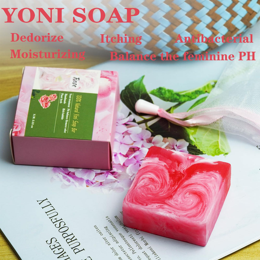Shibarcle Yoni Soap rose petal detail highlighting natural ingredients for sensitive skin.