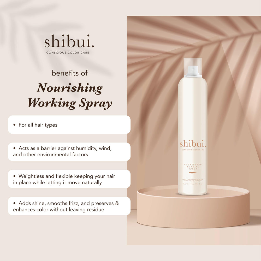 SHIBUI Nourishing Working Spray demonstrating buildable hold without stiffness.