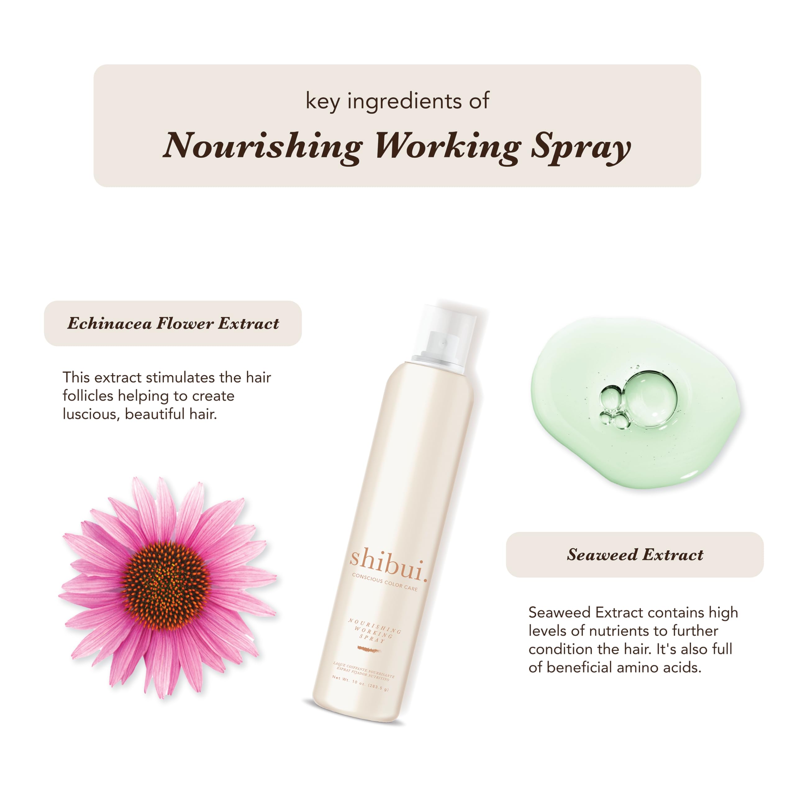 SHIBUI Nourishing Working Spray color-safe formula preserves vibrant tones.