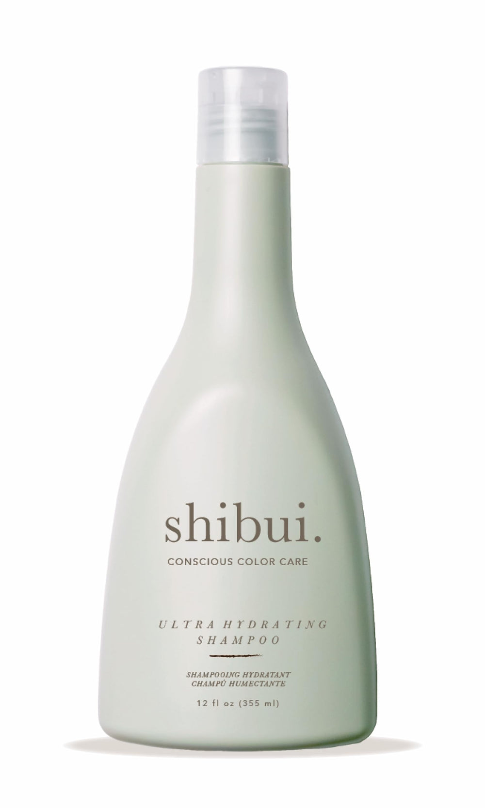 SHIBUI Ultra Hydrating Shampoo bottle front shows color-safe hydration benefits.