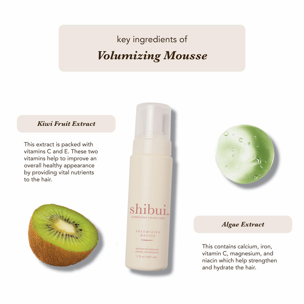 SHIBUI Volumizing Mousse adds shine and color radiance to strands