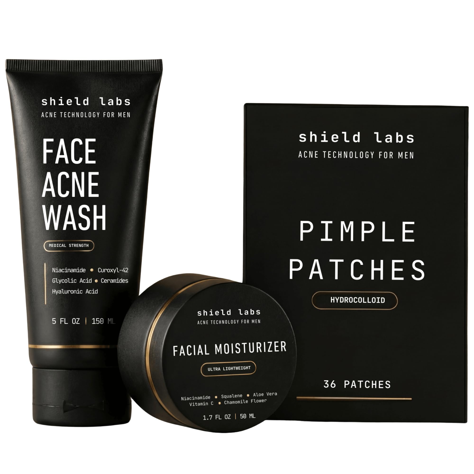 Shield Acne System face wash bottle cleans skin gently and effectively.