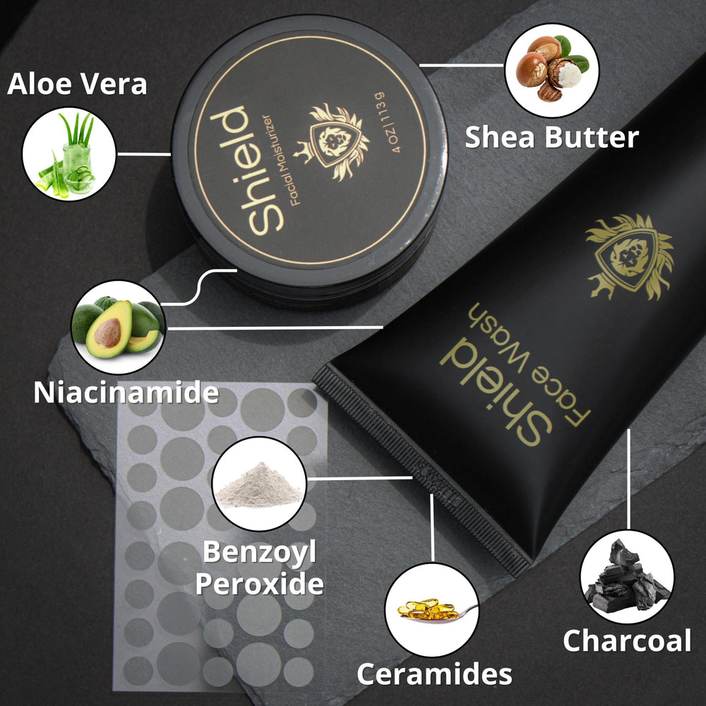 Shield Acne System routine image shows quick morning and night use.