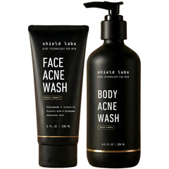 Shield Acne Wash Bundle face wash bottle shows deep cleansing action for clearer skin.
