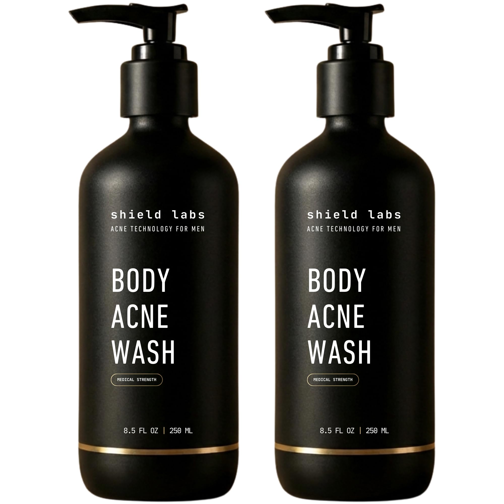 Shield Body Acne Wash front bottle shows unscented formula for daily cleanse.