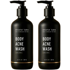 Shield Body Acne Wash front bottle shows unscented formula for daily cleanse.