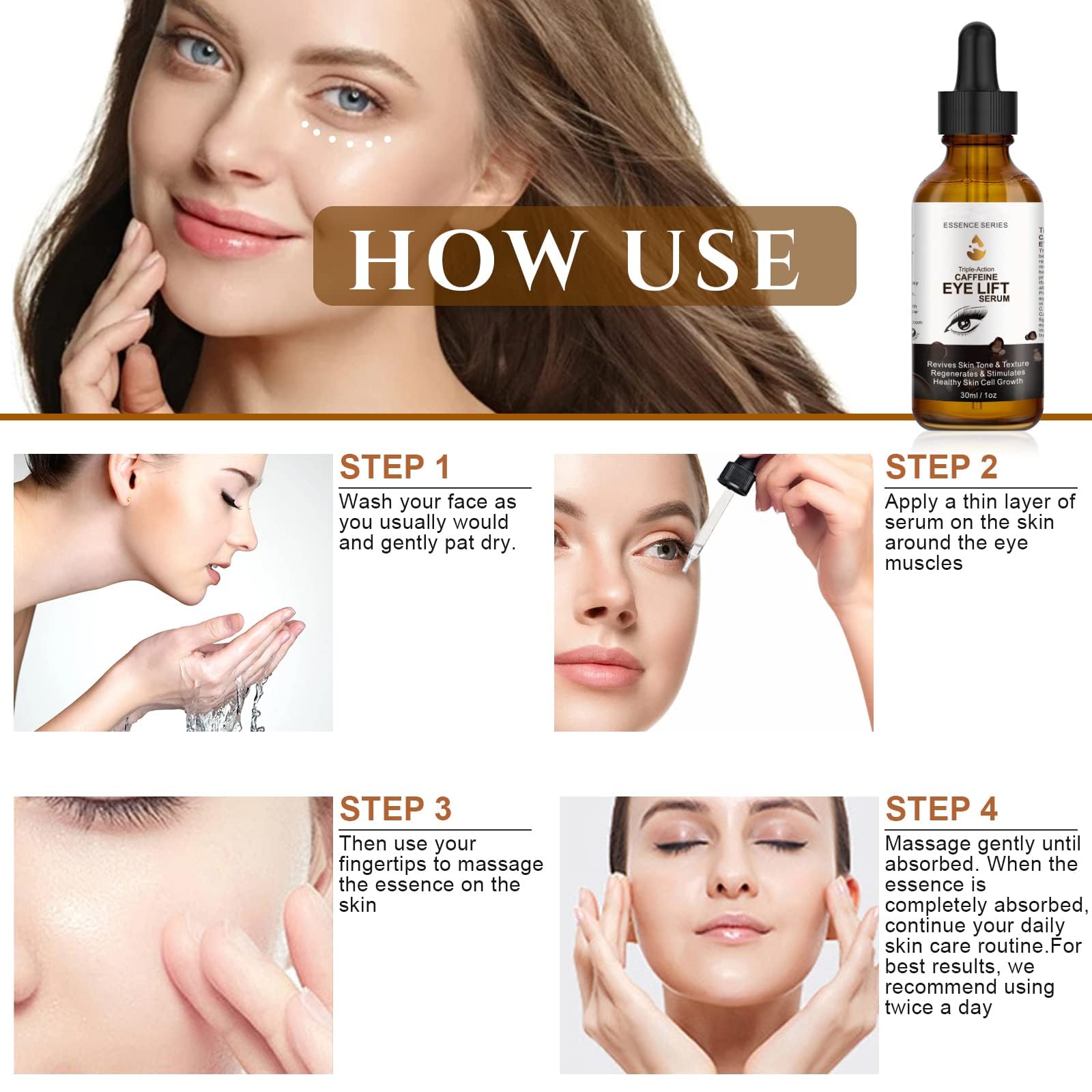 SHIFAKOU Caffeine Eye Serum EGCG/green tea symbol for brightness.