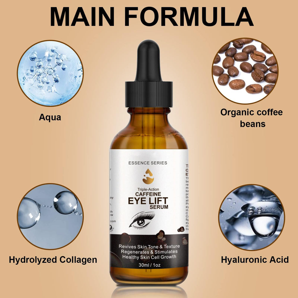 SHIFAKOU Caffeine Eye Serum packaging on shelf, clean and natural look.