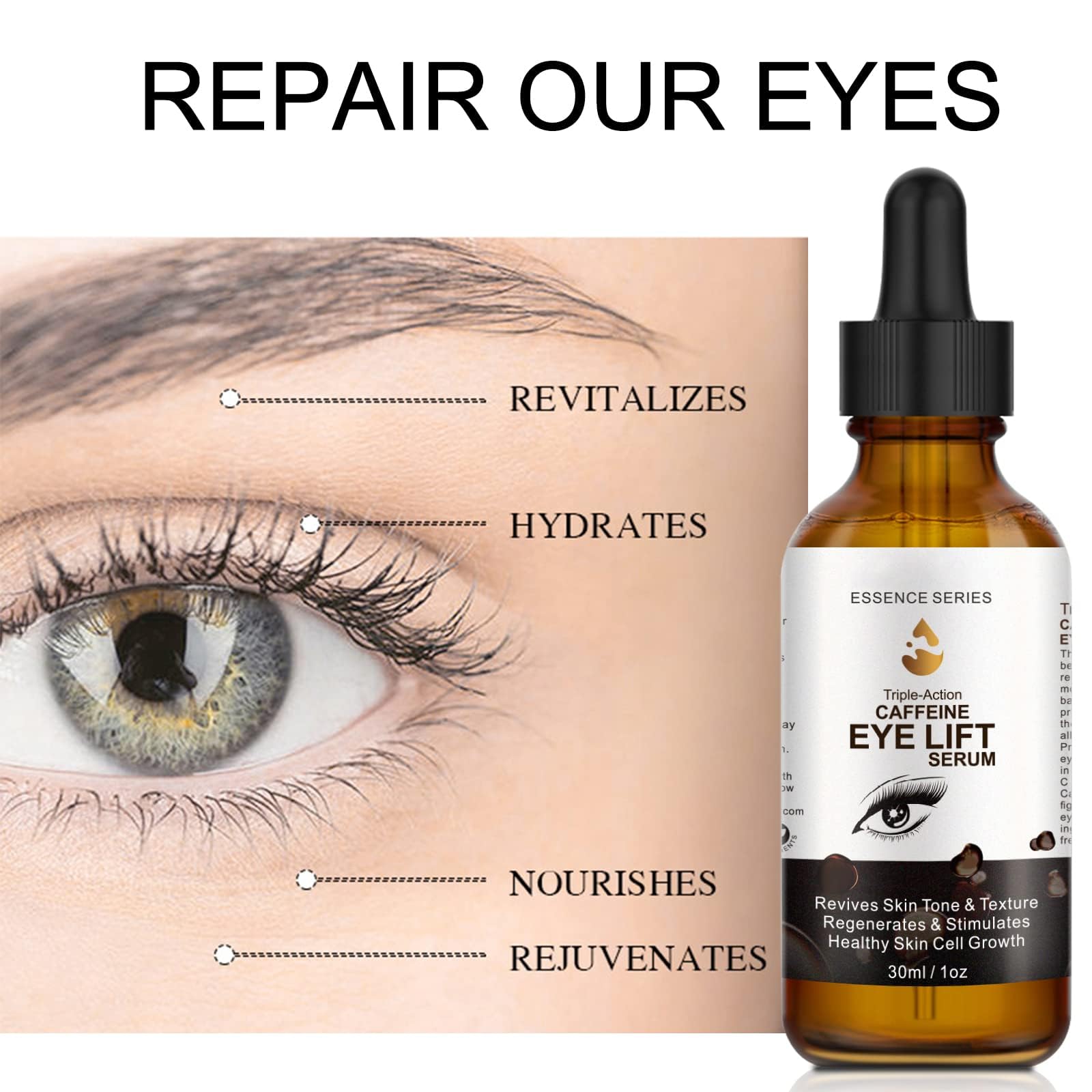 SHIFAKOU Caffeine Eye Serum after-application glow around the eye.