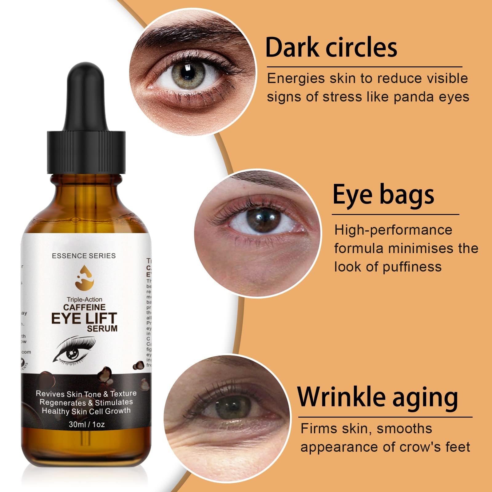 SHIFAKOU Caffeine Eye Serum with Vitamin C visual cue highlighting brightness.