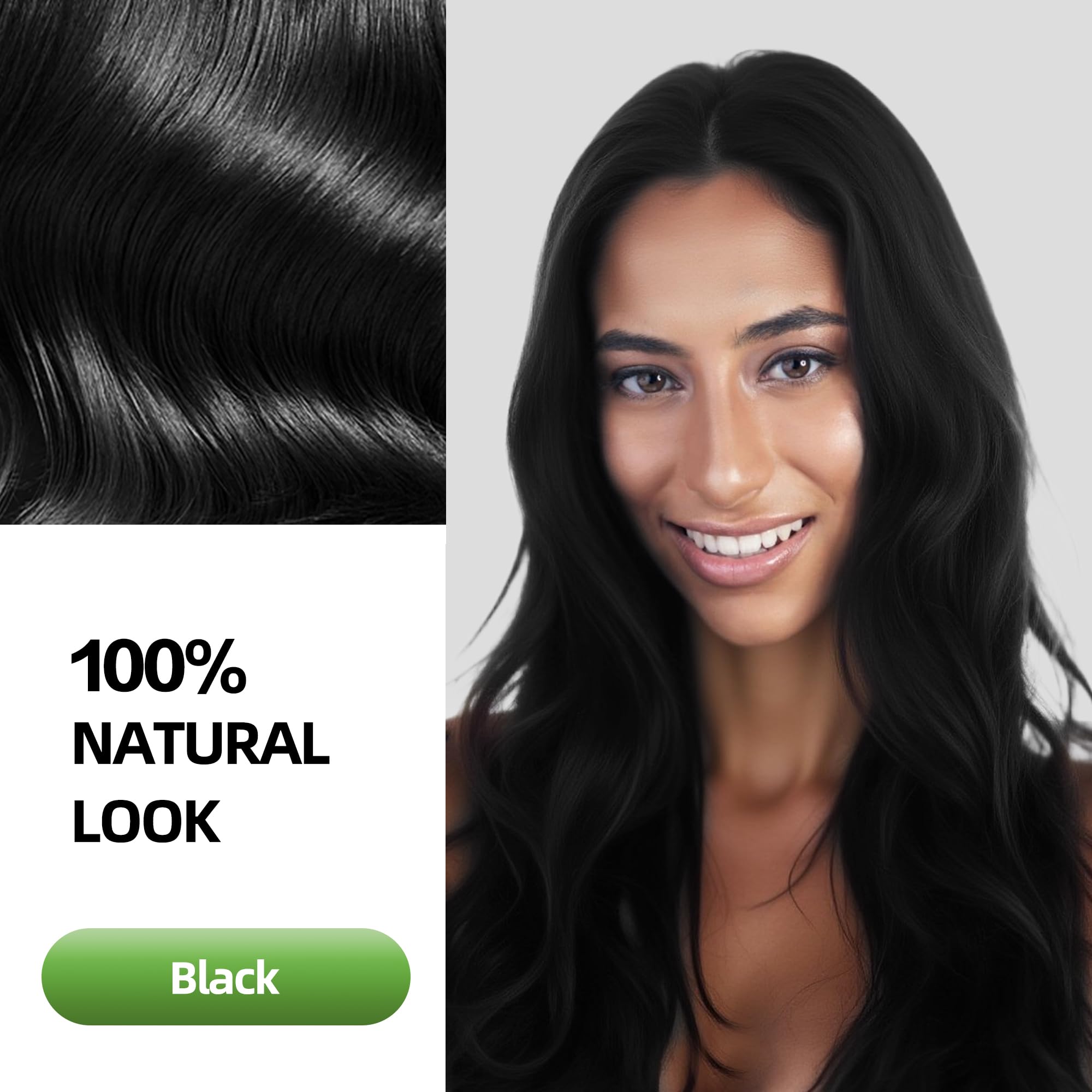 SHIHUANUO con fórmula herbal para cabello negro con brillo y suavidad.