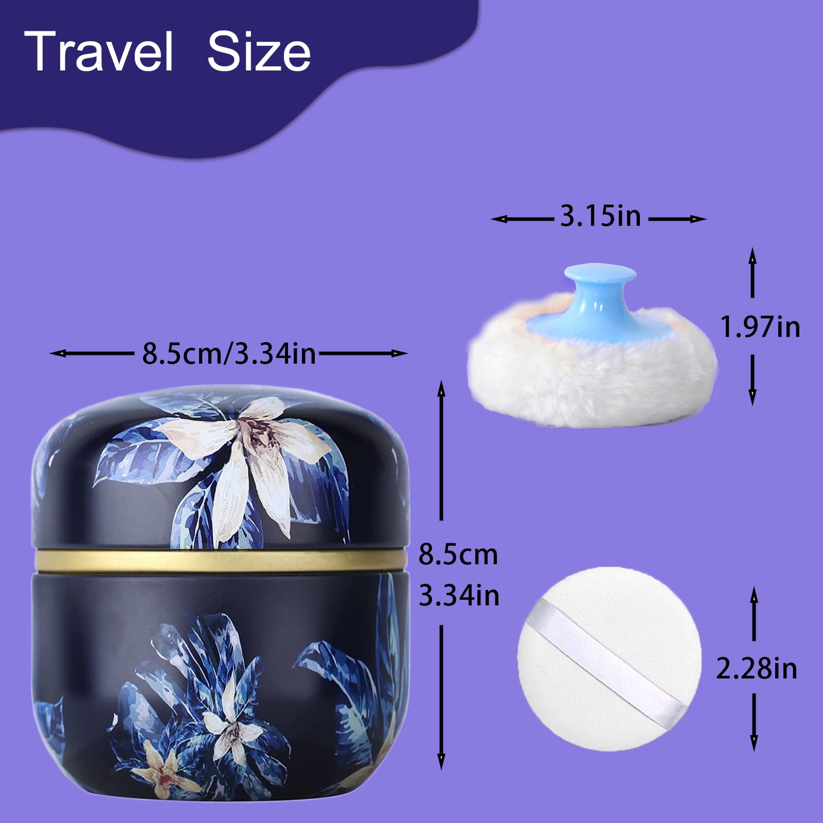 Removable lid design helps prevent spills and keeps powder tidy.