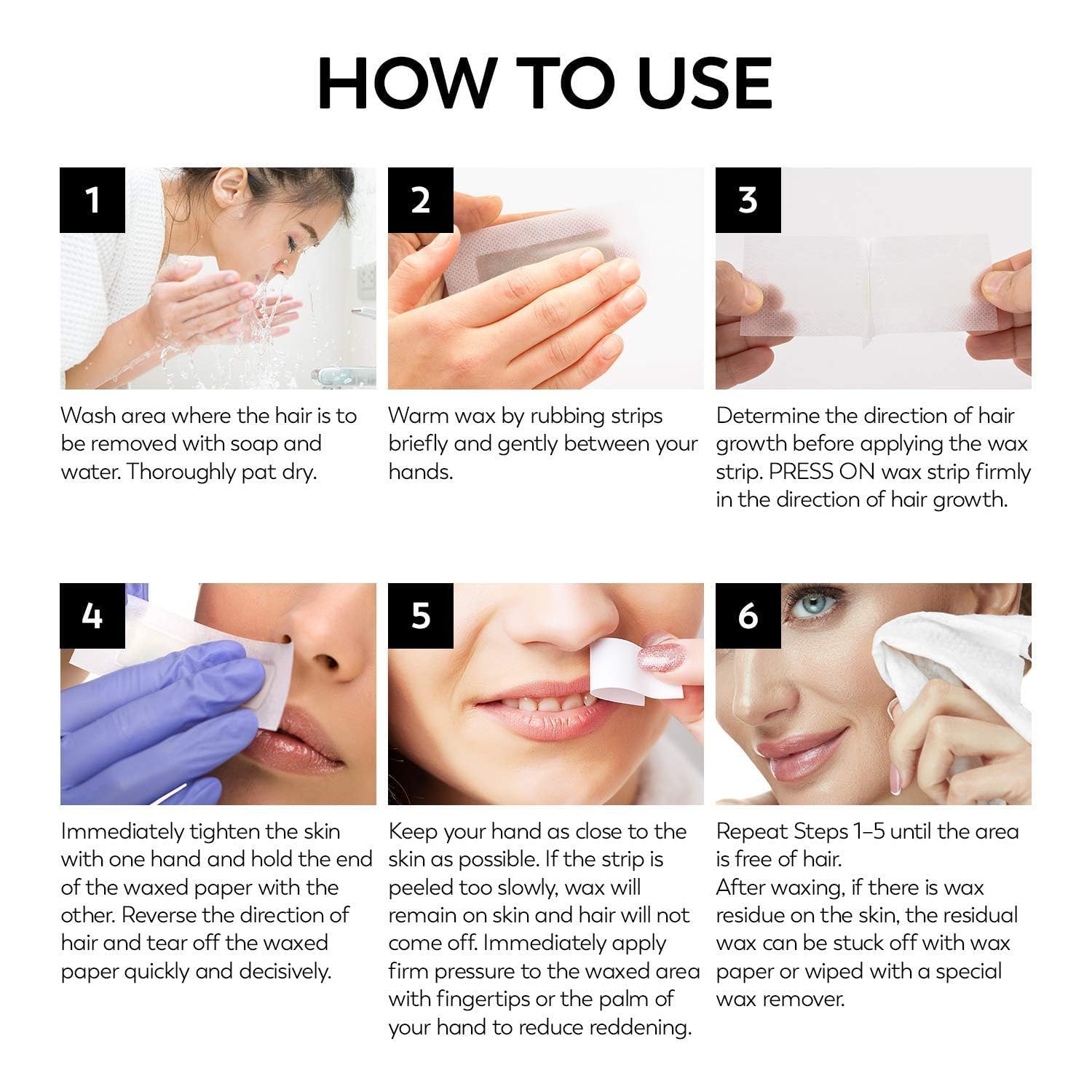 ShineMore facial wax strips close-up show flexible, skin-friendly application.