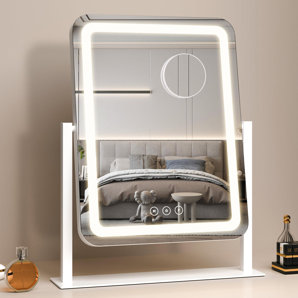 Shinerva vanity mirror in a desk setup showing ample working space